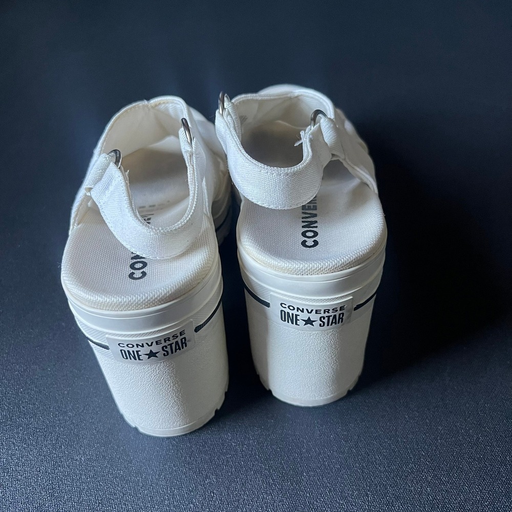 Converse One Star Boardwalk Strut Platform Sandals White Canvas sz 7.5 Rare - Picture 7 of 10